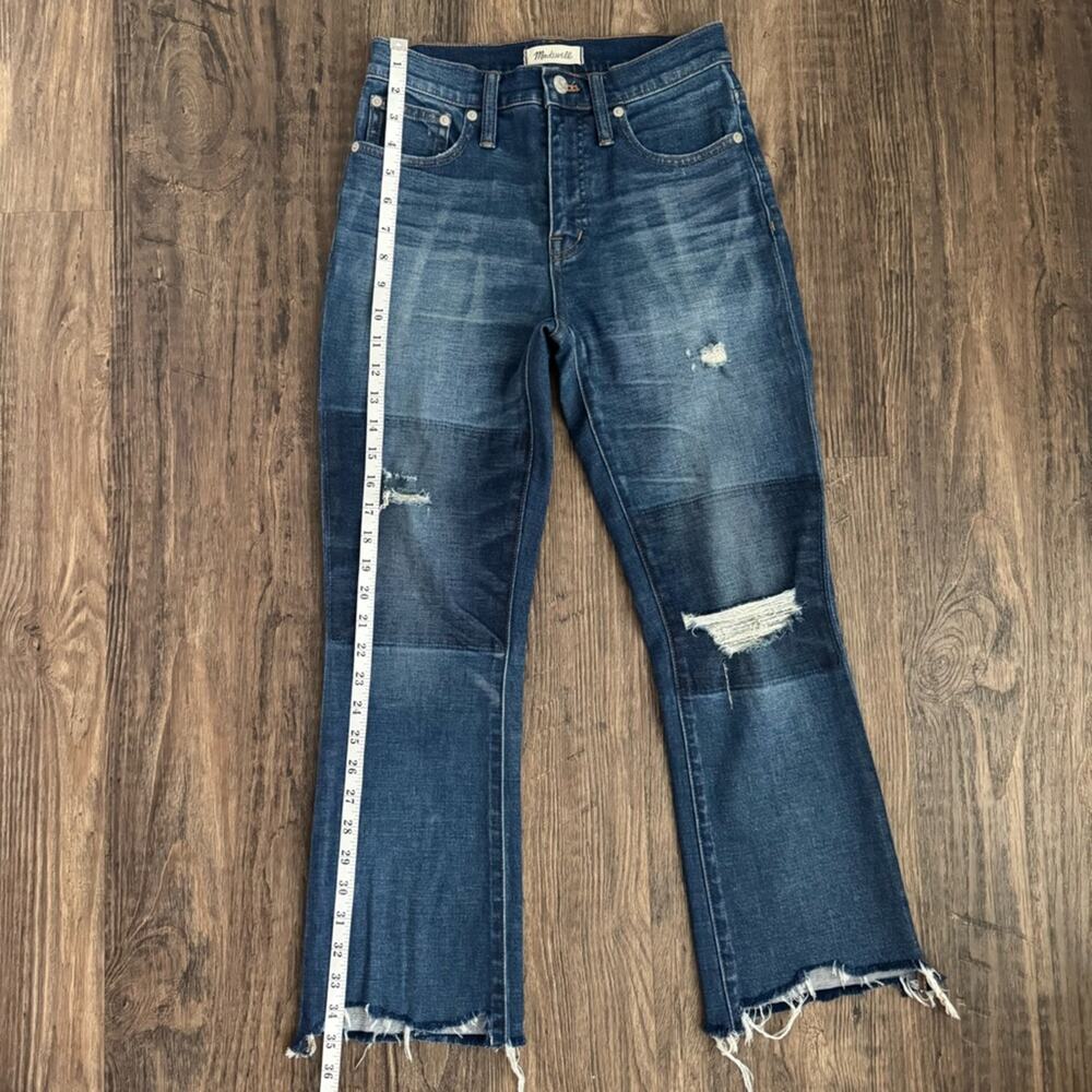 Madewell Cali Demi Boot Raw Hem Patchwork Jeans 26 - Picture 12 of 14